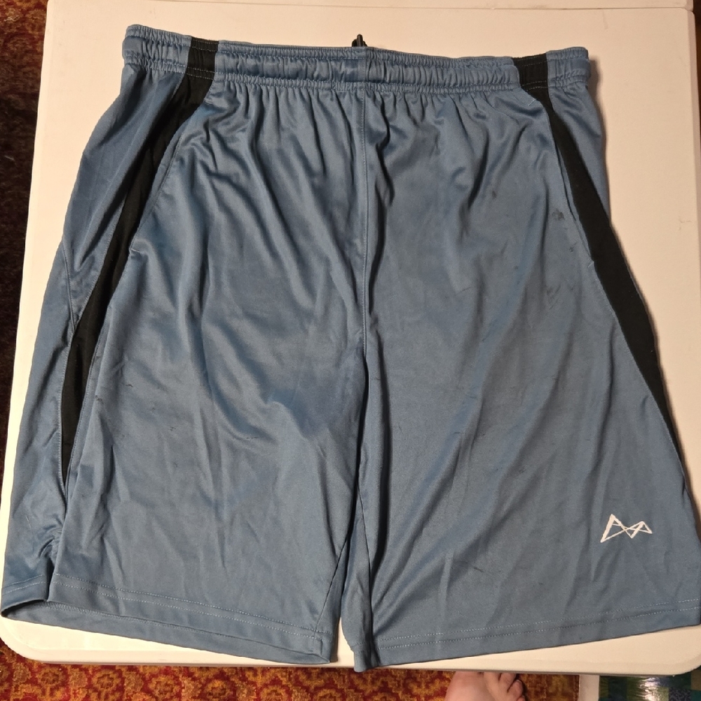 Men's Blue Athletic Shorts with Black Stripes